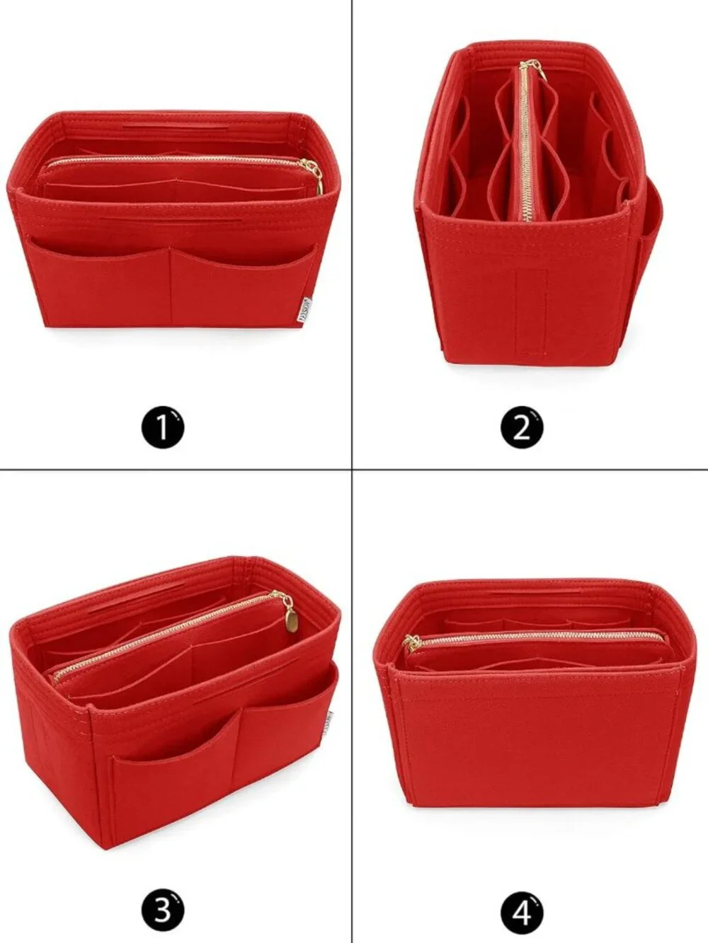 Felt Purse Organizer Insert for Tote Bags | 5 Sizes, Zippered Divider, Bag
